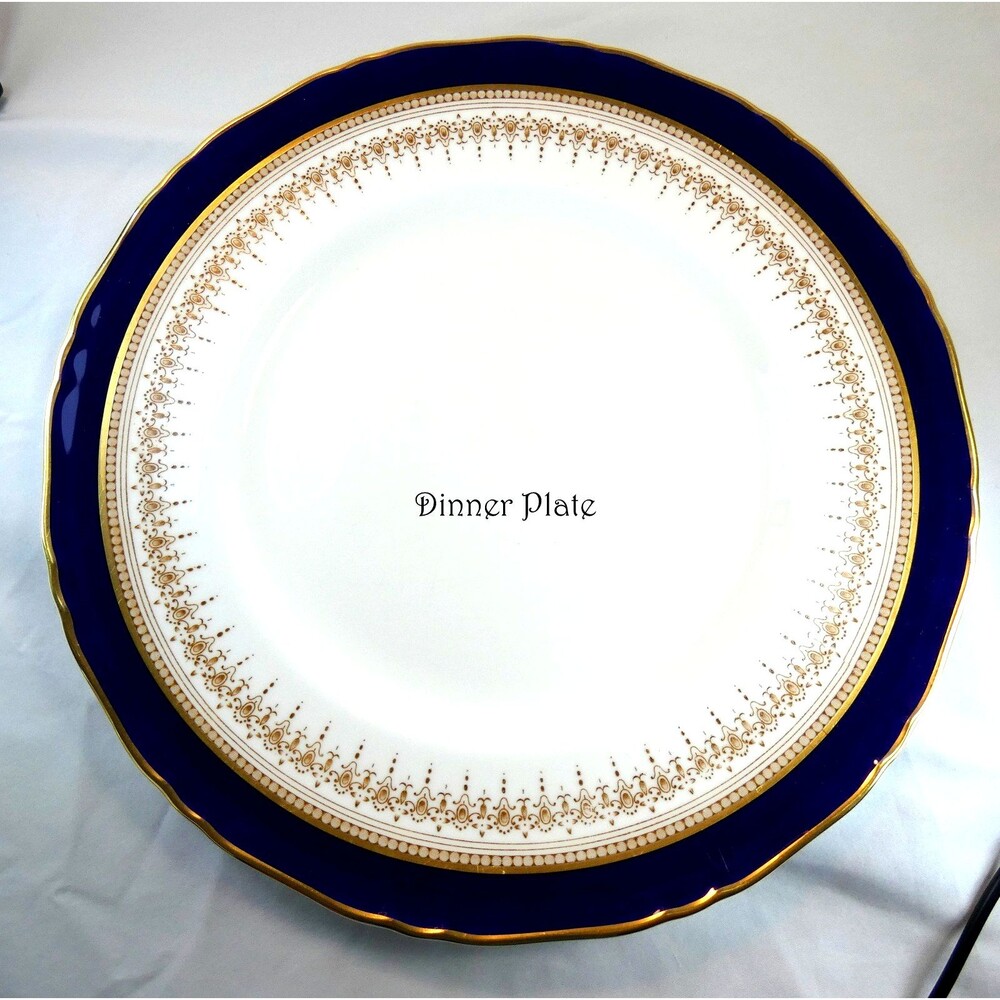 Royal Worcester Regency Blue Fine Bone China "Dinner Plate" 22KT Gold  Mint